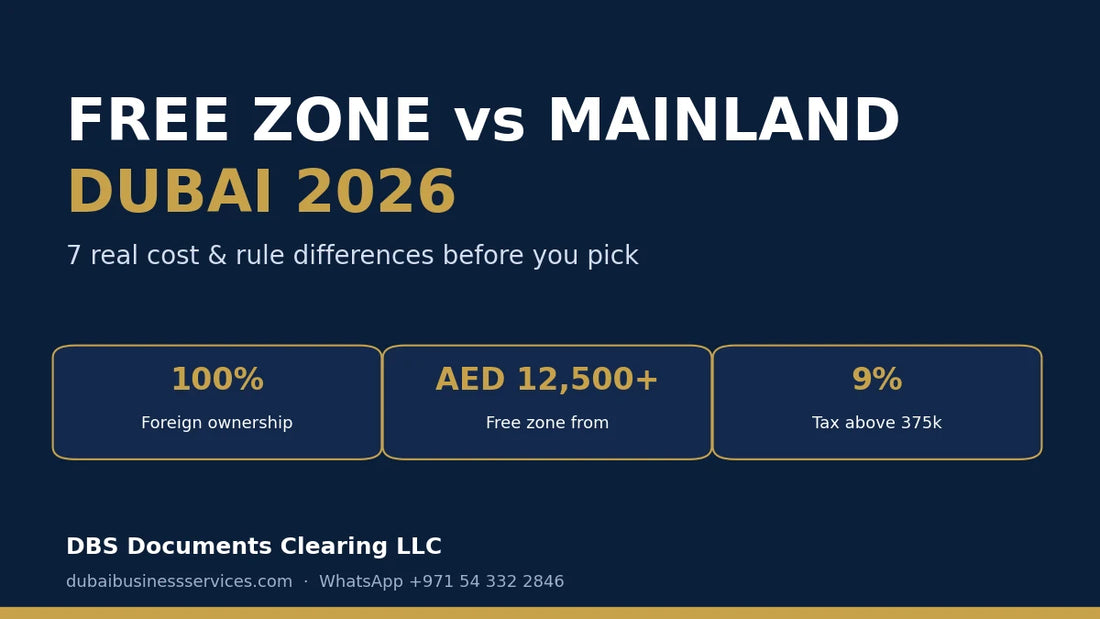 Free Zone vs Mainland Dubai 2026: 7 Real Costs | Dubai Business Services 2026